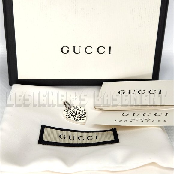 GUCCI Ag925 Sterling Silver HEART with GG SKULL Trouble Andrew pendant charm NIB - Picture 6 of 6